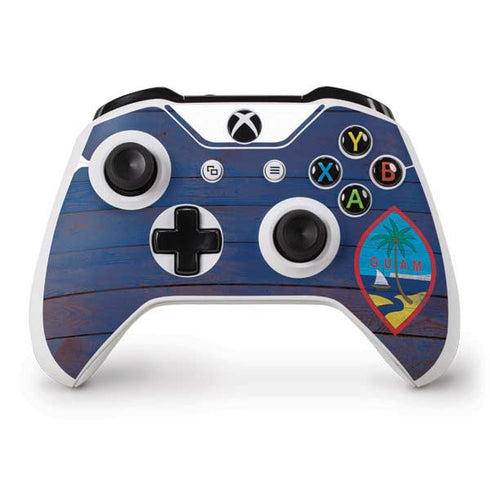 Guam Flag Dark Wood Xbox One S Controller Skin